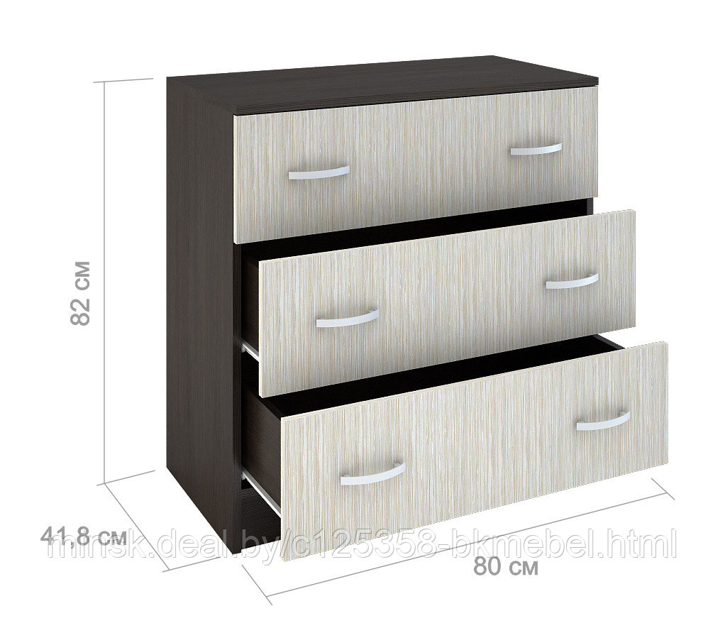 Комод Бася с 3мя ящиками (дуб белфорд) - Сурская мебель - фото 2 - id-p118982078