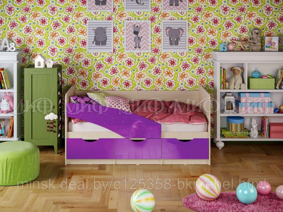 Кровать 2,0 Бабочка - фиолетовый металл - МиФ