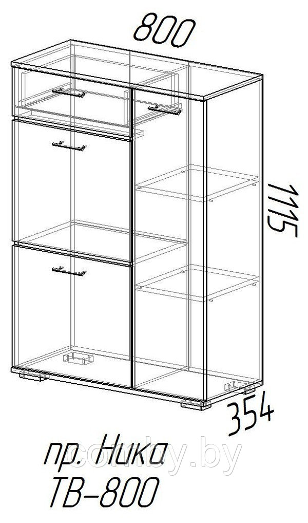 Тумба высокая Ника ТВ800 (шимо комби) - МебельЭра - фото 2 - id-p118983261