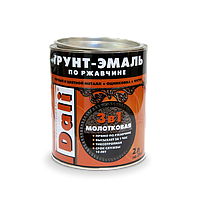 Молотковая грунт эмаль по ржавчине 3 в 1 Dali 2л, серый