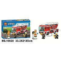 Конструктор Bela Cities 10828 Пожарный автомобиль с лестницей (аналог Lego City 60107) 225 деталей
