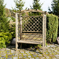 Деревянная пергола (арка) со скамейкой