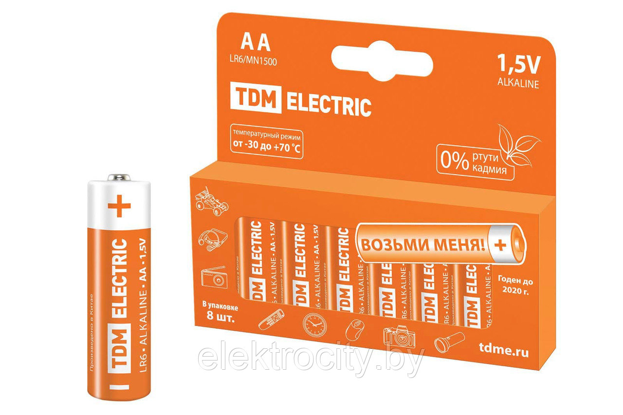 Элемент питания LR6 AA Alkaline 1,5V PAK-8 TDM - фото 1 - id-p97775841