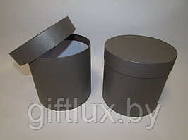 Коробка подарочная круглая "Однотон", 10*10 см (Imitlin Pearl) графит