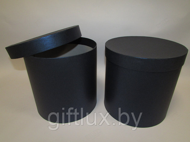 Коробка подарочная круглая "Однотон", 10*10 см (Imitlin Pearl) темно-син, фото 2