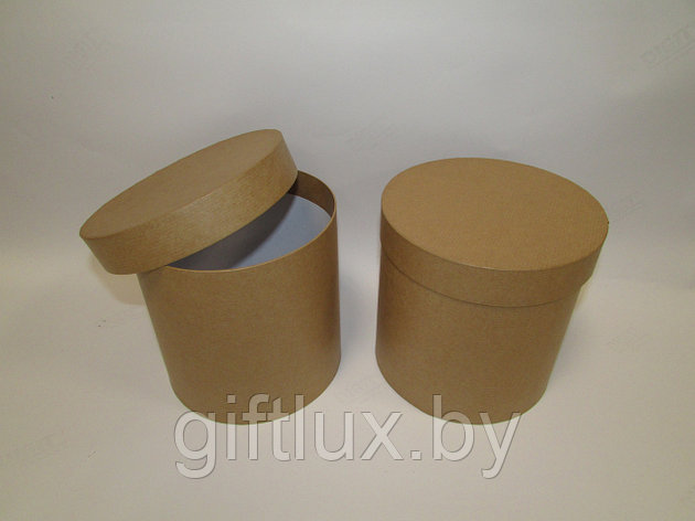 Коробка подарочная круглая Крафт "Однотон",10*10 см латте, фото 2