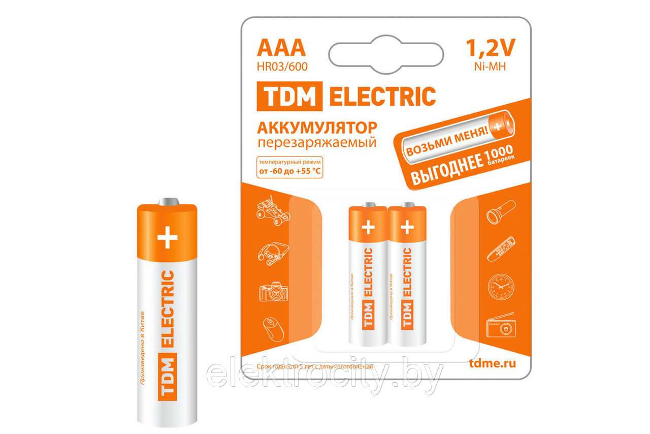 Аккумулятор AAA-600 mAh Ni-MH BP-2 TDM - фото 1 - id-p97750494