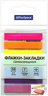 Закладки пластиковые 45х8 мм. OfficeSpace, неон, пластик, 7 цветов по 20 листов, арт.286506