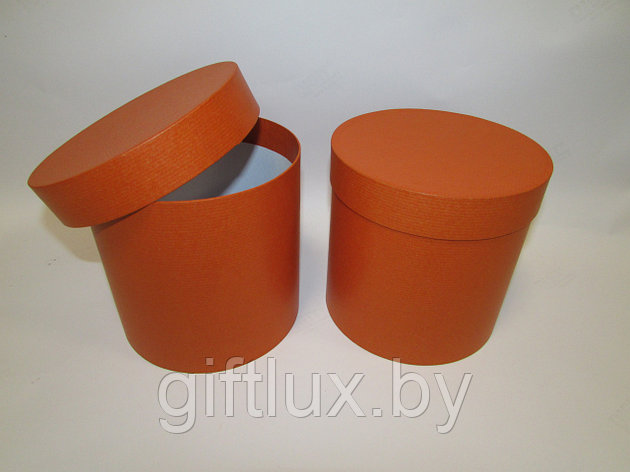 Коробка подарочная круглая "Однотон", 20*20 см оранж, фото 2