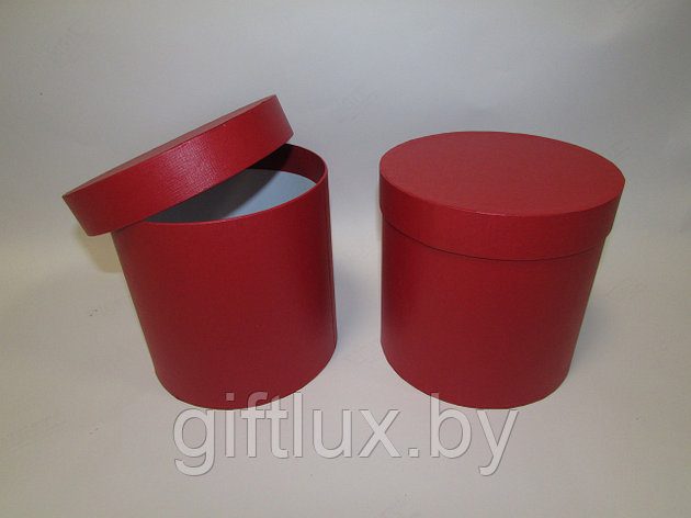 Коробка подарочная круглая "Однотон", 20*20 см (Imitlin) красный, фото 2