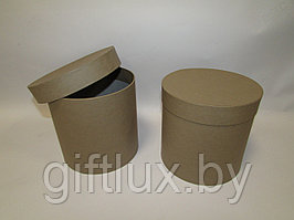 Коробка подарочная круглая "Однотон", 20*20 см (Imitlin) натуральный