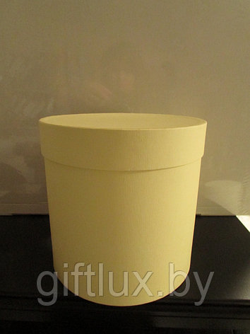 Коробка подарочная круглая "Однотон", 20*20 см (Imitlin) кремовый, фото 2