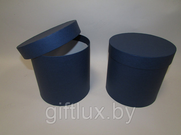 Коробка подарочная круглая "Однотон", 20*20 см (Imitlin) темно-синий, фото 2