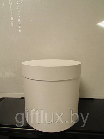 Коробка подарочная круглая "Однотон", 20*20 см (Imitlin  Pearl) белый перламутр, фото 2