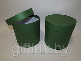 Коробка подарочная круглая "Однотон", 20*20 см (Imitlin  Pearl) зеленый