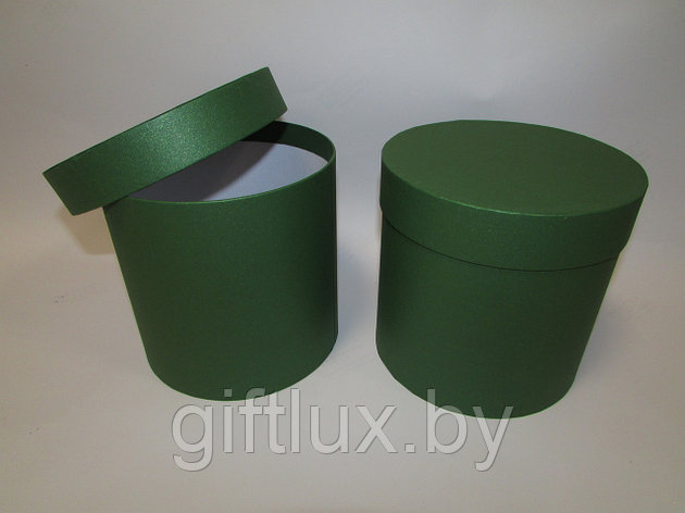 Коробка подарочная круглая "Однотон", 20*20 см (Imitlin  Pearl) зеленый, фото 2