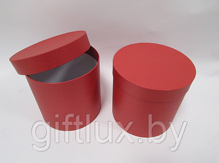 Коробка подарочная круглая "Однотон", 20*20 см (Imitlin  Pearl) красный, фото 2
