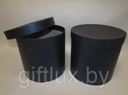 Коробка подарочная круглая "Однотон", 20*20 см (Imitlin  Pearl) темно-синий, фото 2