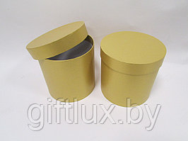 Коробка подарочная круглая "Однотон", 20*20 см (Imitlin  Pearl) золотистый