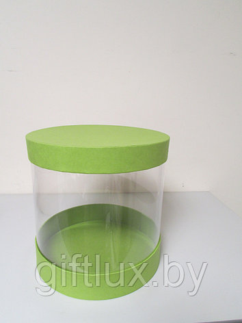 Коробка прозрачная круглая 20*20 см (Imitlin Pearl) зеленый, фото 2