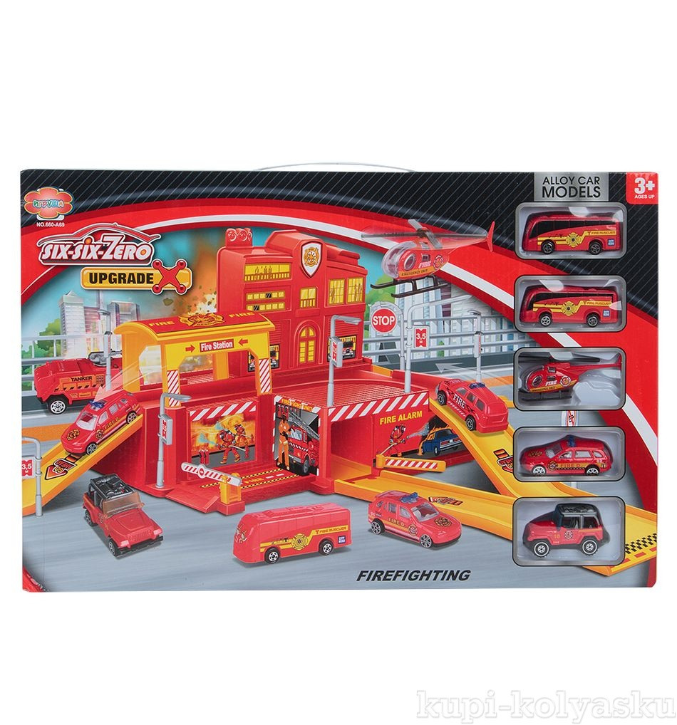 Детская игрушка паркинг Пожарная станция арт.660-A69, гараж,парковка, детский игровой набор пожарные машинки - фото 3 - id-p119052987