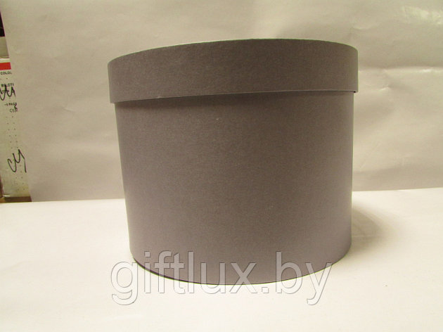Коробка подарочная круглая "Однотон", 20*15 см серебристо-серый, фото 2