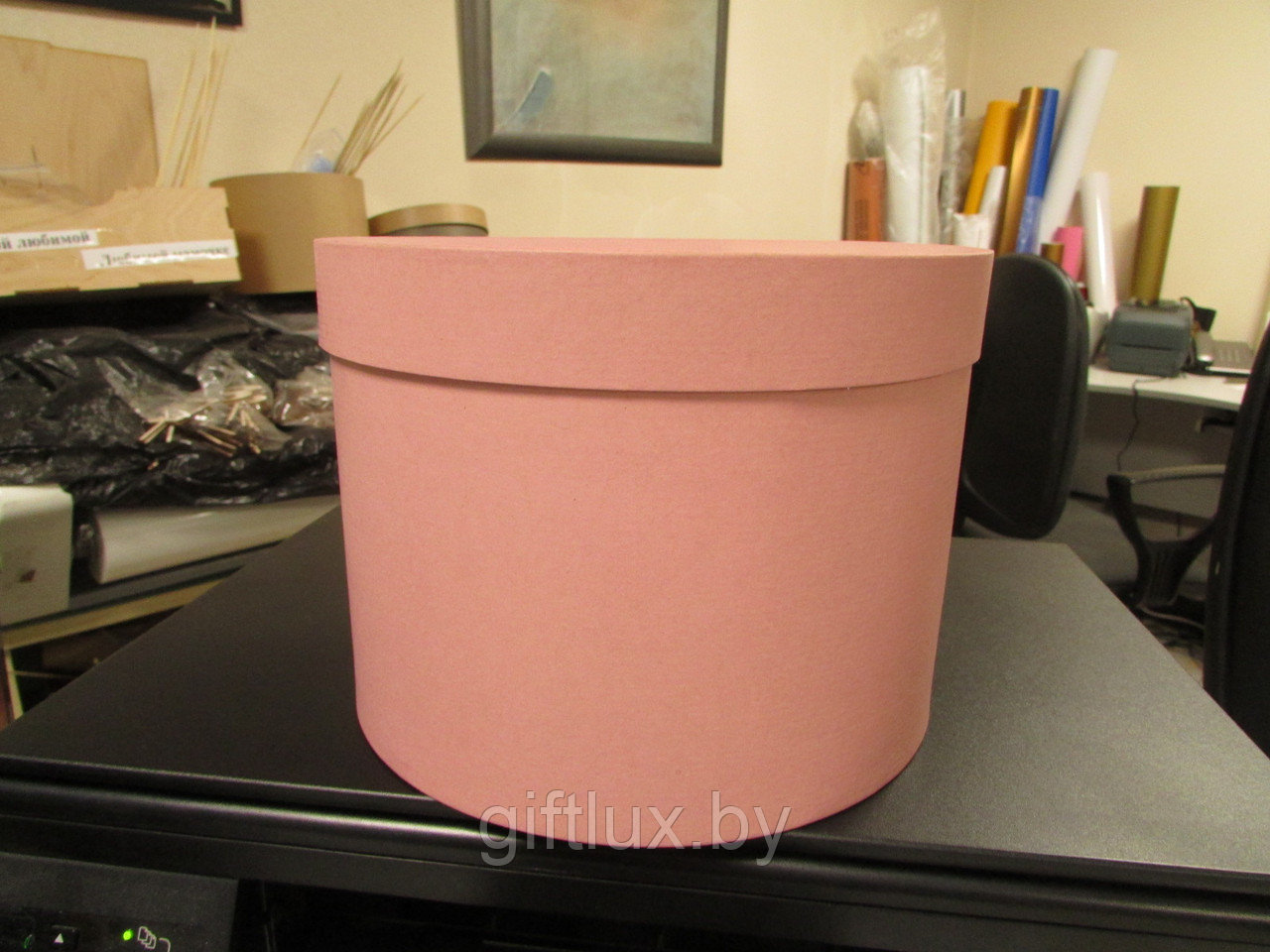 Коробка подарочная круглая "Однотон", 20*15 см розовый