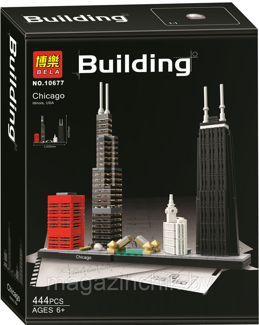 Конструктор Чикаго Архитектура 1033, 444 дет. аналог LEGO Architecture 21033 - фото 2 - id-p119055428