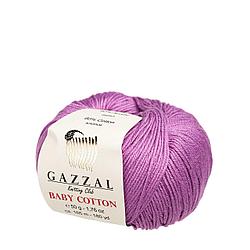 Пряжа Gazzal Baby Cotton цвет 3414 сирень