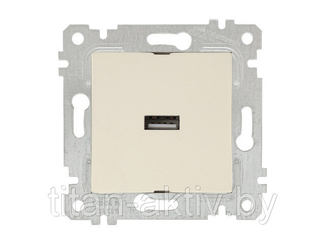 Розетка 1-ая USB (скрытая, без рамки) кремовая, RITA, MUTLUSAN (USB-зарядка, 5V-2.1A) - фото 1 - id-p116553421