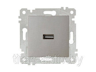 Розетка 1-ая USB (скрытая, без рамки) титан, RITA, MUTLUSAN (USB-зарядка, 5V-2.1A)