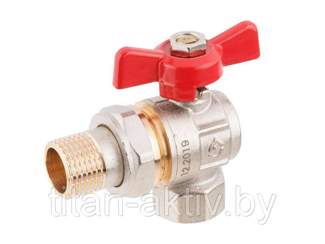 Кран шаровый угловой 1/2"" нар.-вн. Бабочка (со сгоном) PN40 AV Engineering (с американкой)