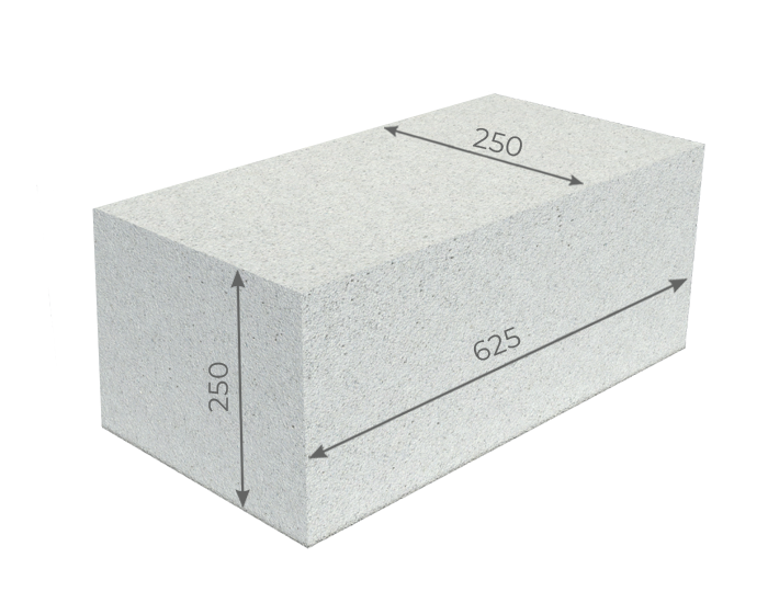 Блоки газосиликатные 625×250×250мм Минские