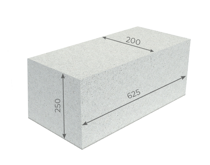 Блоки газосиликатные 625×200×250мм Минские