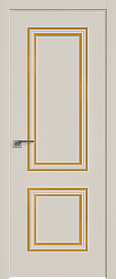 Дверь межкомнатная 52E 800*2000 Магнолия сатинат кромка ABS в цвет Багет внеш. золото глянец БЕЗ ЗПП БЕЗ ЗПЗ