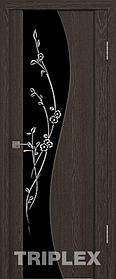 Дверь межкомнатная Триплекс 3 черный с рисунком 800*2000 Грей
