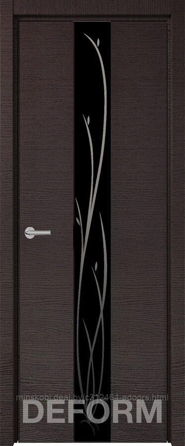 Дверь межкомнатная Н-4 черное с рис. 800*2000 Дуб французский темный