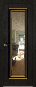 Дверь межкомнатная 51ZN зеркало патина 800*2000 Даркбраун кромка ABS в цвет Багет внеш. золото глянец БЕЗ ЗПП