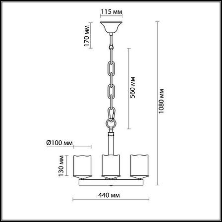 2767/4 ODL15 583 медн./дерево/стекло Люстра E27 4*60W 220V FABO, фото 2