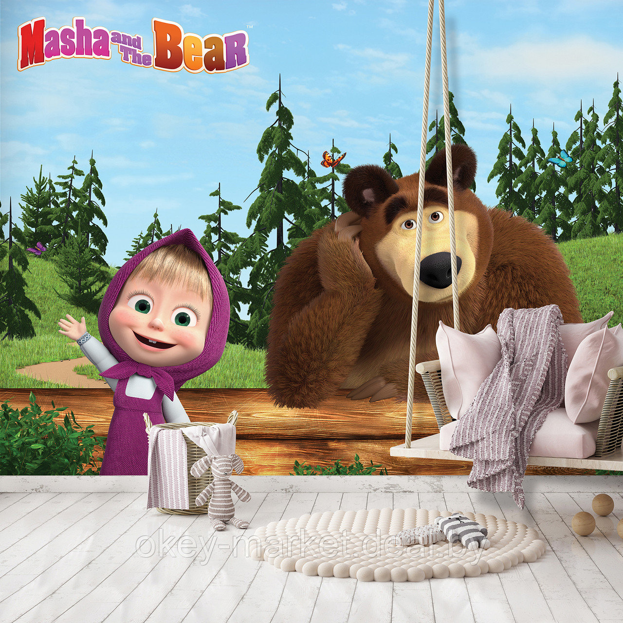 Фотообои Маша и Медведь для детской комнаты рис.13663