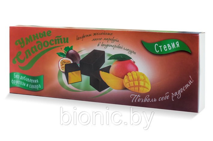 Конфеты желейные "Умные сладости" в глазури со вкусом Манго-маракуйя, 105гр 1/20, фото 2