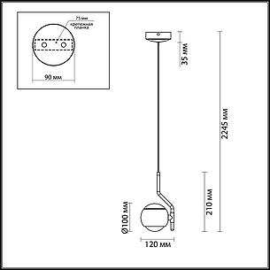 3915/9L ODL20 45 золотистый/металл Подвесной светильник LED 4000K 5W+3.5W 220V с сенс. управл-м ELON, фото 2