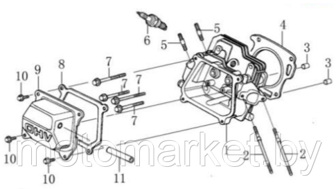 golovka cilindra GX 200, GX 160, 168F, 170F motomarket.by