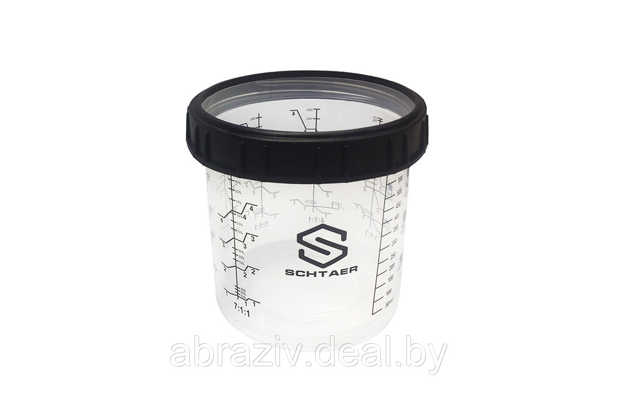 Пластиковый многоразовый жесткий стакан 650 мл Schtaer-Premium с мерными делениями и запорным кольцом - фото 1 - id-p119140570
