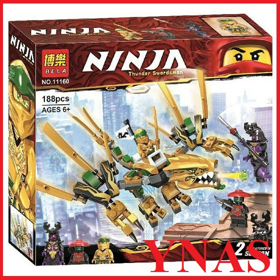 Детский конструктор Ninjago Ниндзяго Bela арт. 11160 Золотой дракон, аналог LEGO Лего ниндзя го муви 70666