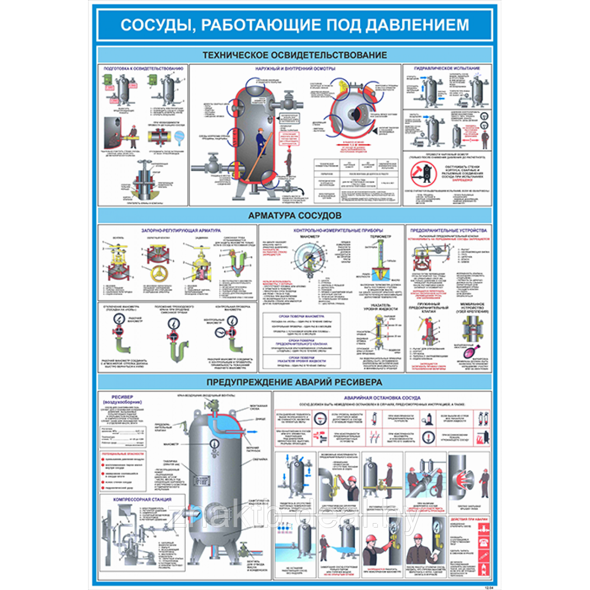 Плакат по охране труда Сосуды, работающие под давлением - фото 1 - id-p119144534