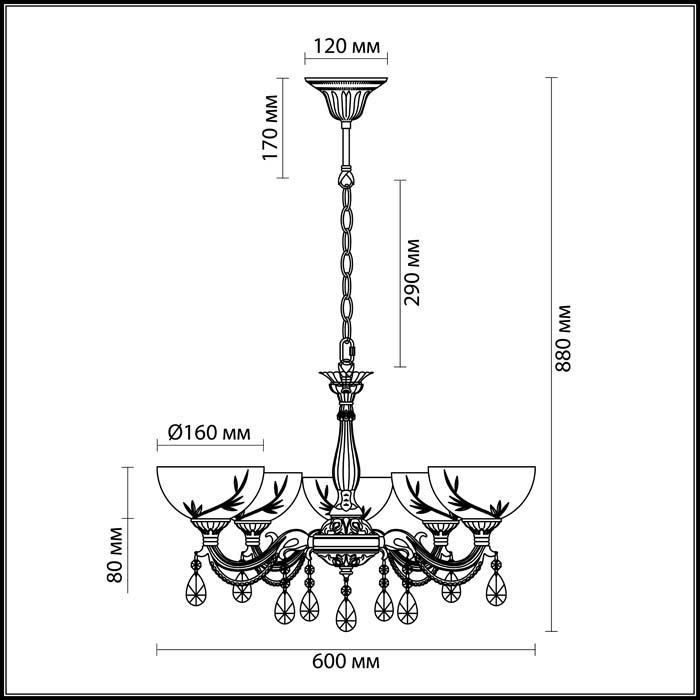 2958/5 LN16 183 бронза/хрусталь/стекло Люстра E27 5*60W 220V NORA - фото 2 - id-p119183645