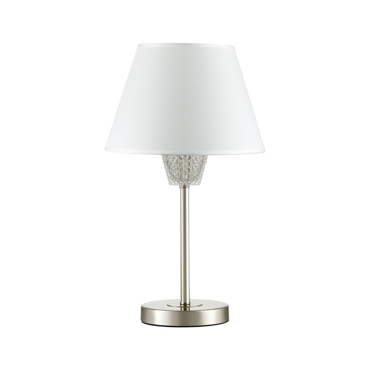 4433/1T LN20 225 никель, белый, стеклянный декор Настольная лампа E14 1*40W 220V ABIGAIL