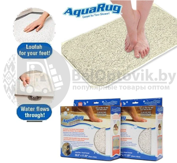 Антискользящий, впитывающмй коврик для ванной и душа Aqua Rug, 38х68 см - фото 9 - id-p119210063
