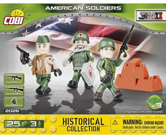 Набор фигурок американских солдат с аксессуарами. COBI-2026.